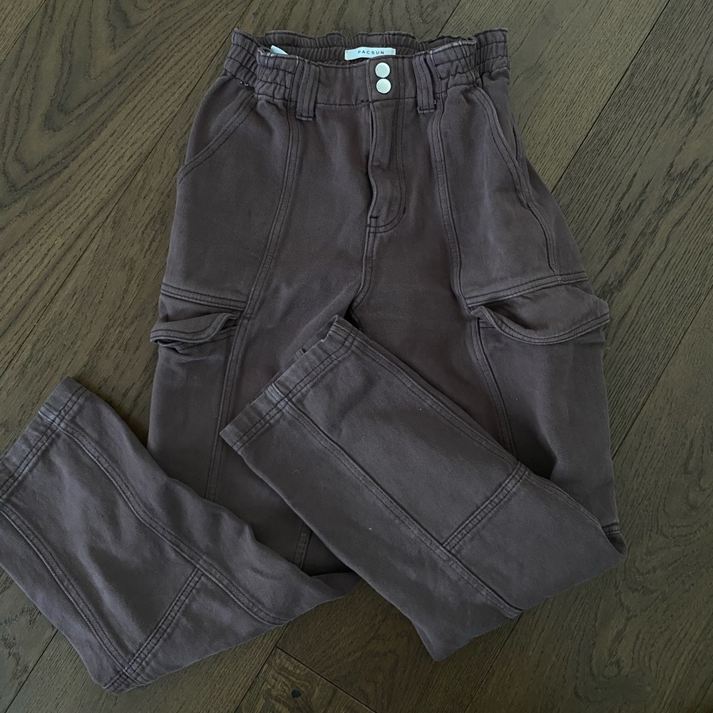 pacsun- brown elastic waist cargo pants